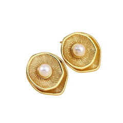 cercei placati cu aur cu perla de apa dulce