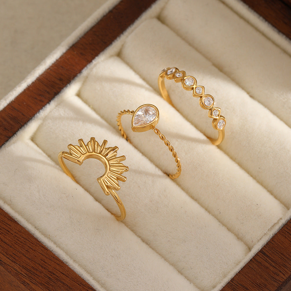 Inel placat cu aur format din 3 inele - Solara Deloria