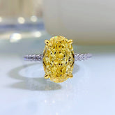 Inel cu piatra ovala galbena, din argint 925 - Deloria Sol