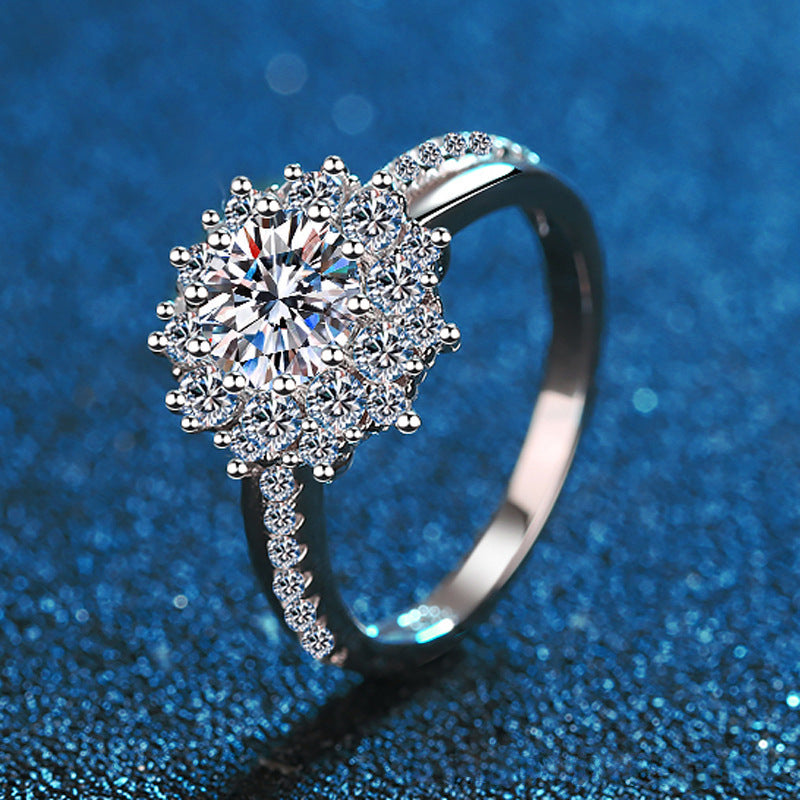 Inel argint sterling cu piatra mare in forma de floare - Deloria Flor