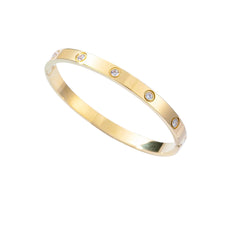 Bratara fixa placata cu aur cu pietricele albe - Deloria