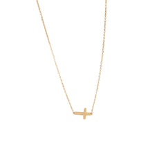 colier cruce intoarsa placat cu aur rezistent