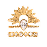set 3 inele stackable, inel soare - Solara deloria