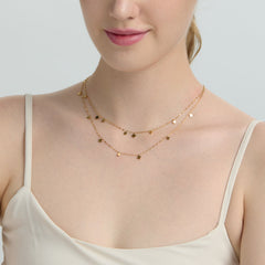 lantisor elegant pe 2 randuri, placat cu aur, rezistent la purtare, nu se curata, nu se face verde