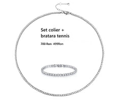 set colier si bratara tennis placat cu aur