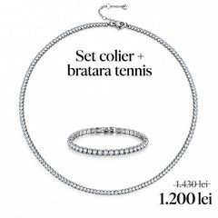 set colier si bratara tennis placat cu aur