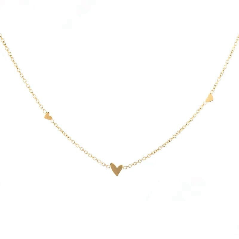colier cu 3 inimioare, auriu, rezistent la purtare