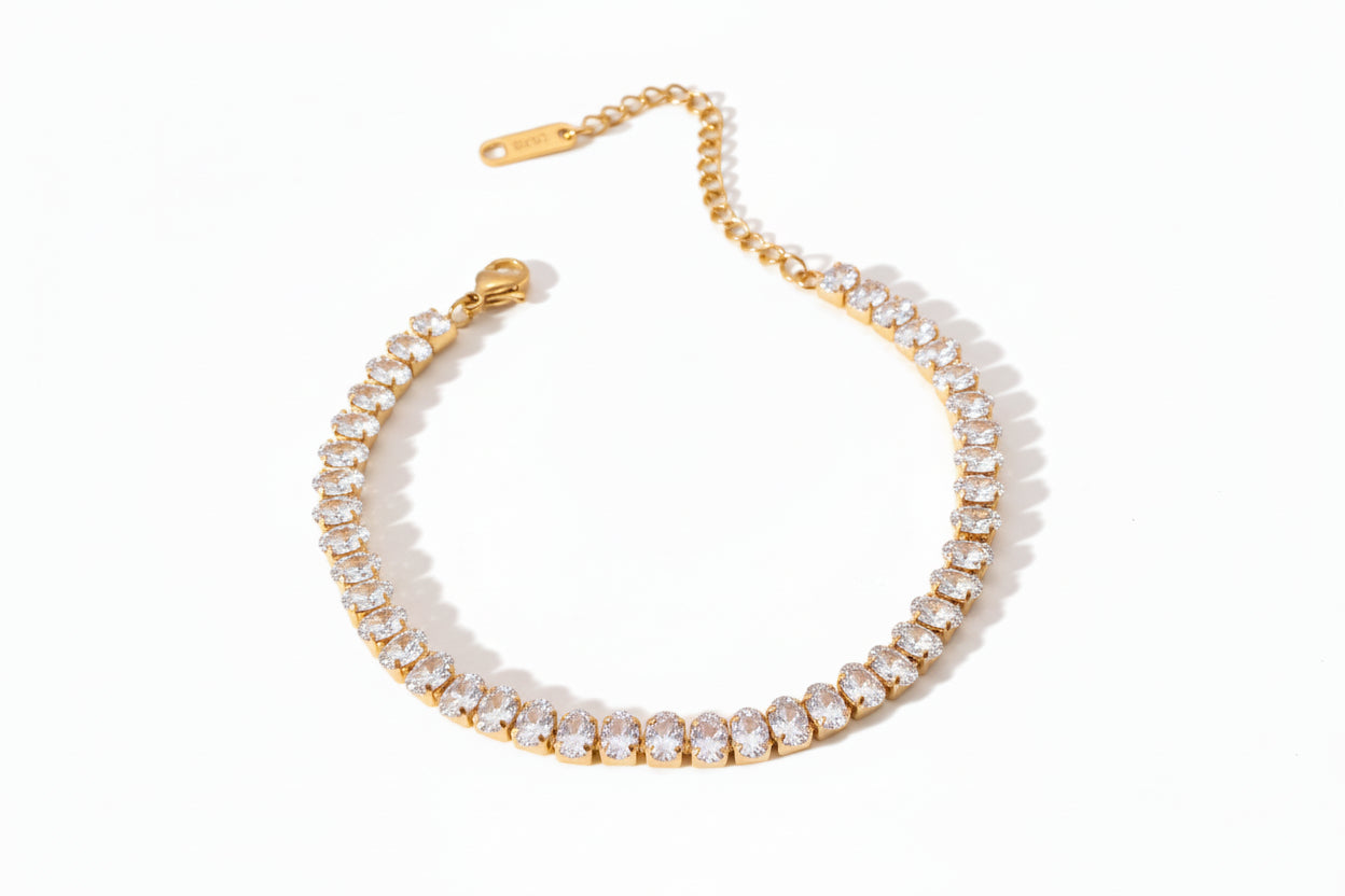 bratara tennis eleganta cu pietre albe ovale