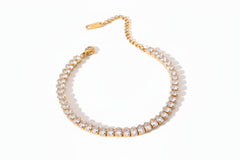 bratara tennis eleganta cu pietre albe ovale