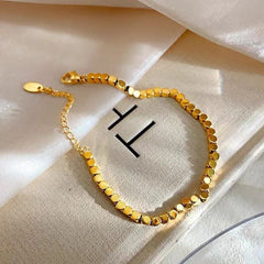 bratara aurie fatetata, stralucitoare, placata cu aur 18k