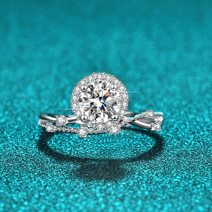 inel argint subtire pietricele halo