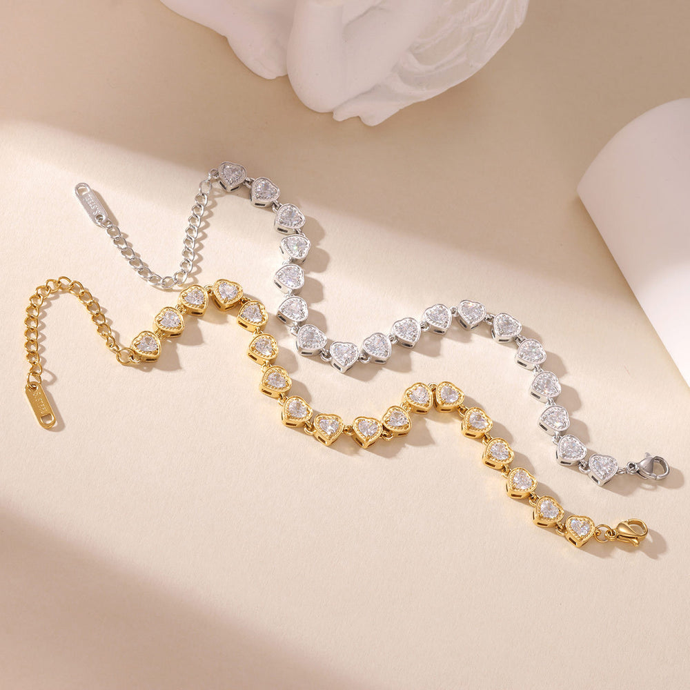 Bratara placata cu aur tennis cu inimioare - Finna Deloria