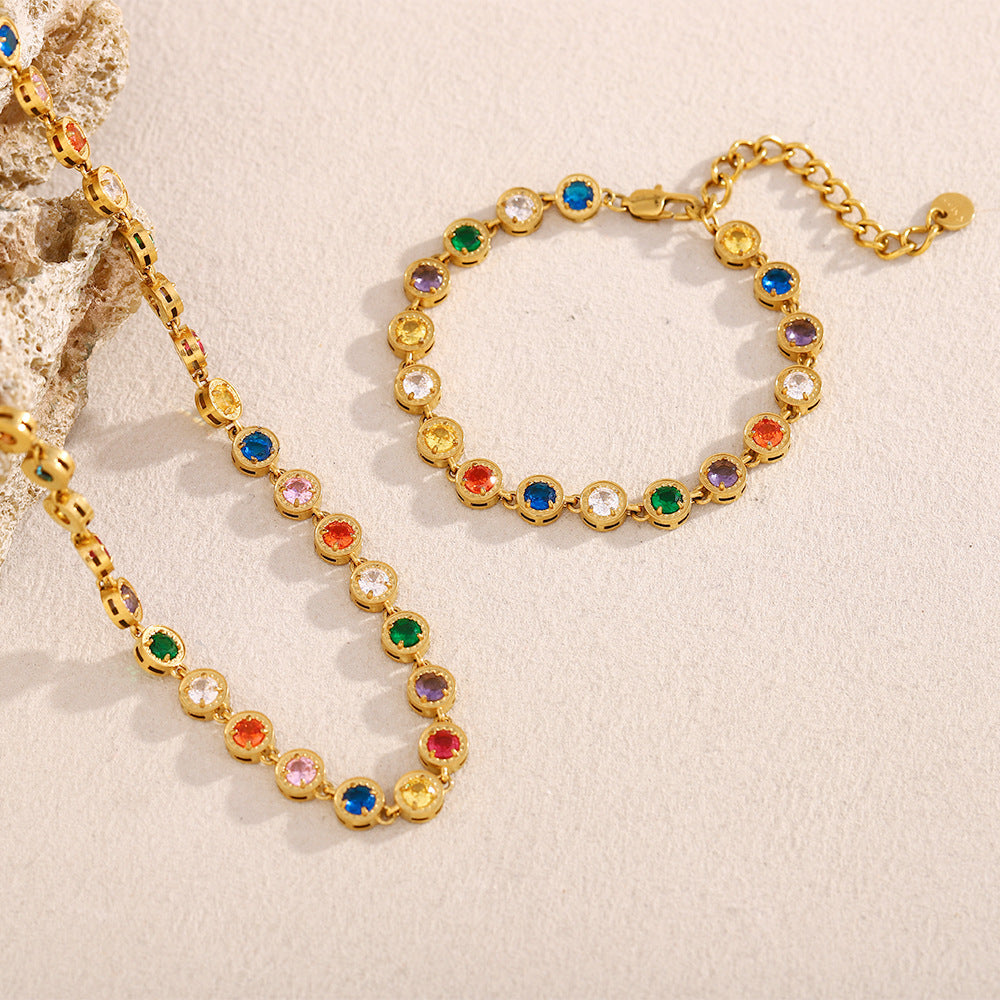 Bratara placata cu aur pietre rotunde - Candy Deloria