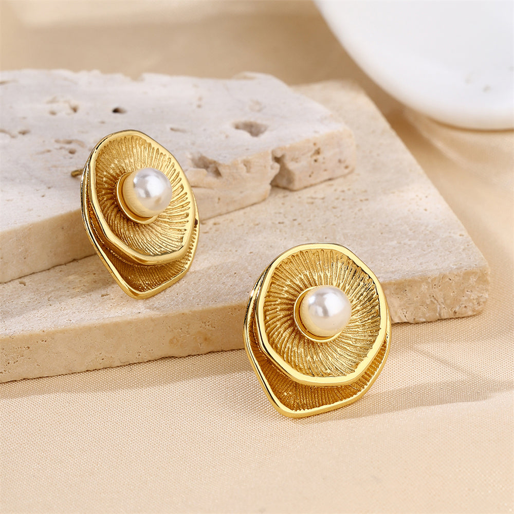 Cercei cu perla placati cu aur 18K  - Javea