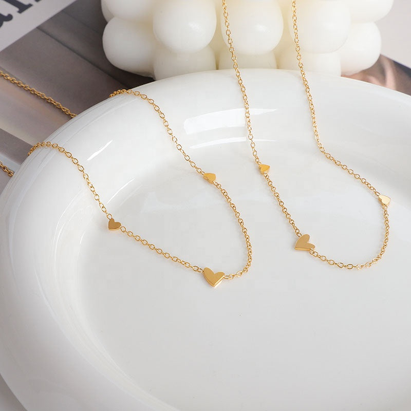 lantisor cu inimioare placat cu aur 18k