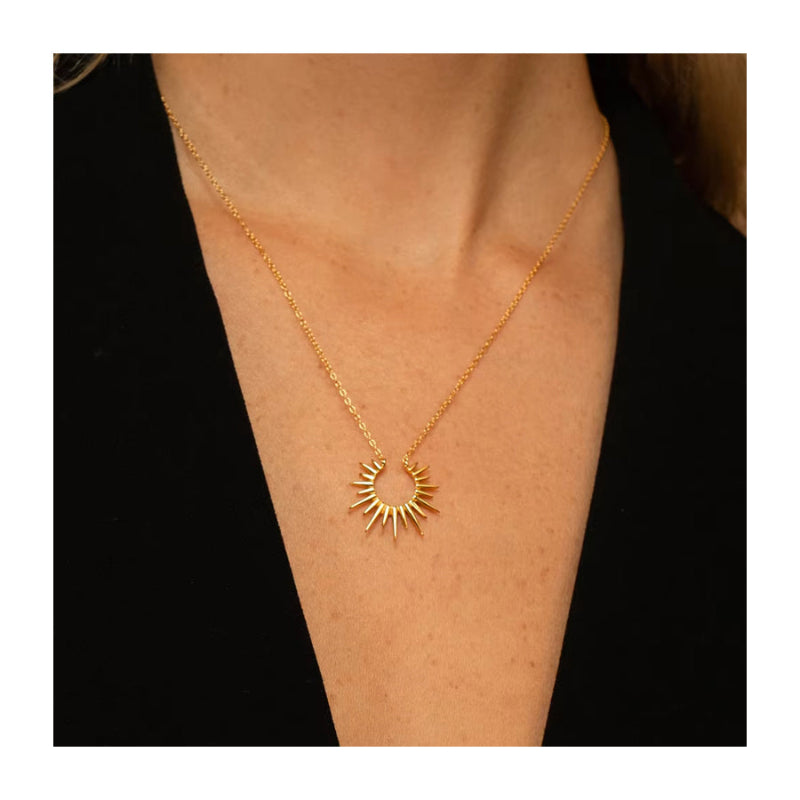 lant pandantiv soare deloria, placat cu aur 