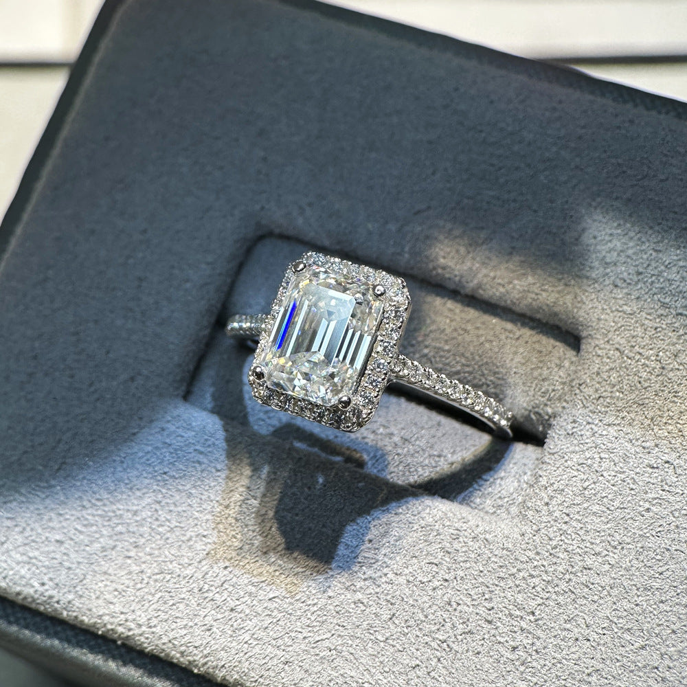 Inel reglabil de argint cu piatra patrata 