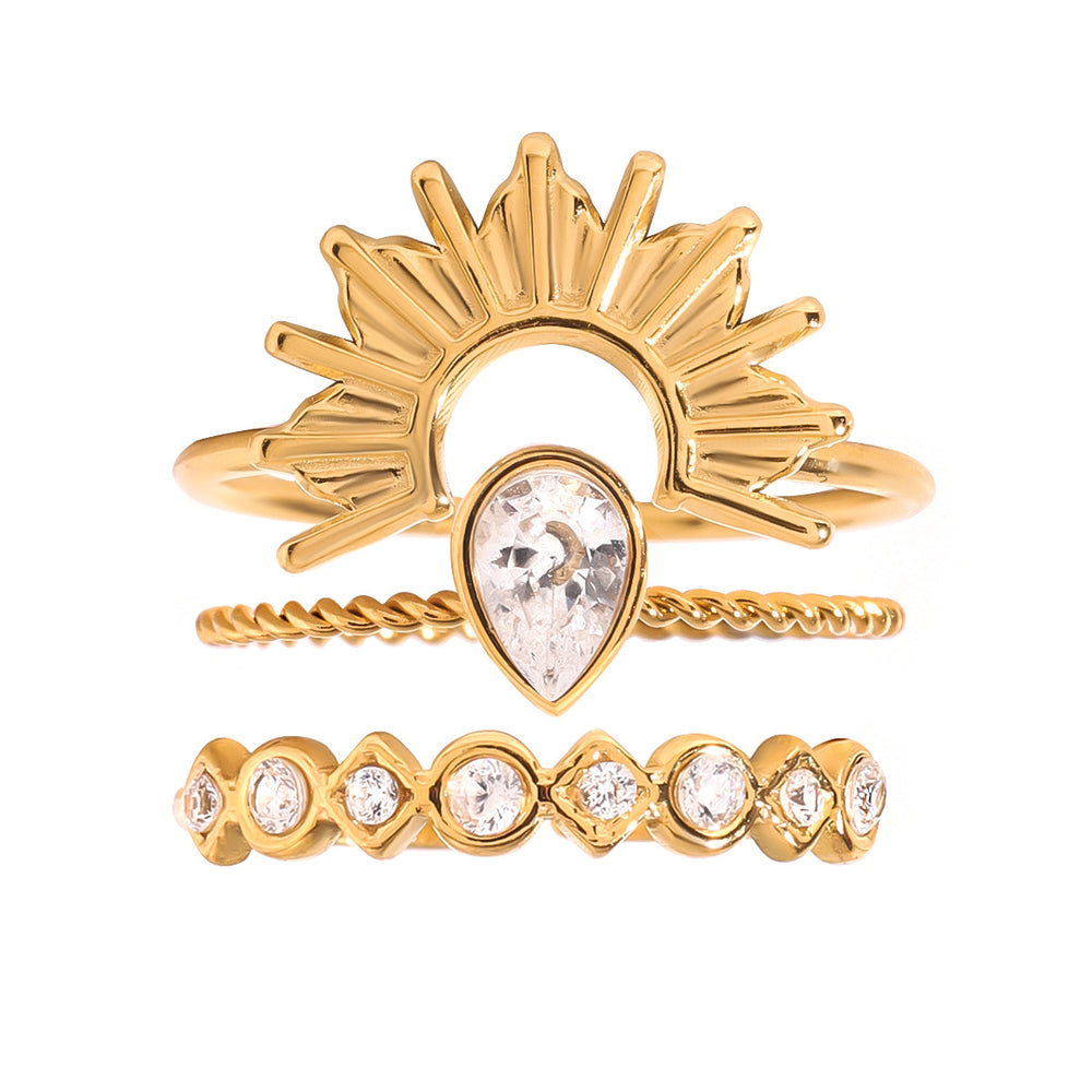 set 3 inele stackable, inel soare - Solara deloria