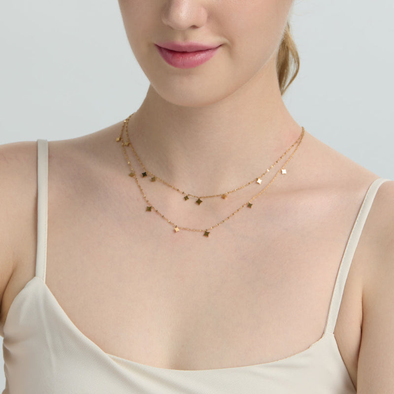 lantisor elegant pe 2 randuri, placat cu aur, rezistent la purtare, nu se curata, nu se face verde