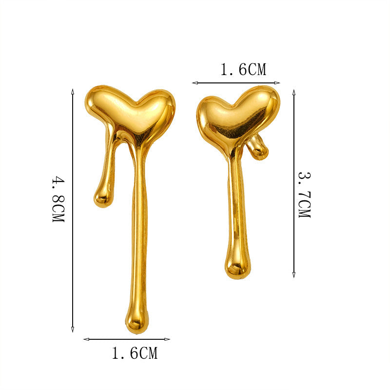 Cercei placati cu aur inimioare topite Deloria