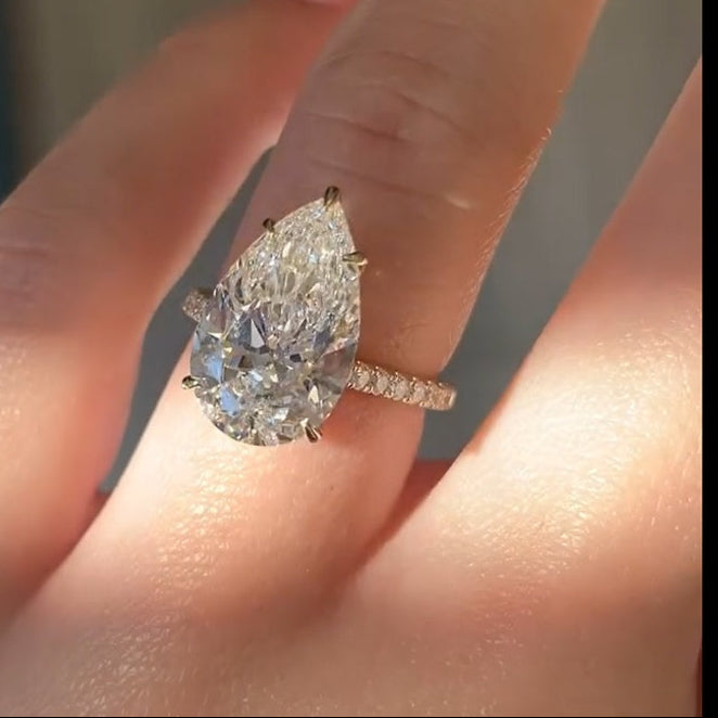 Inel de logodna reglabil argint pear cut - Aria 