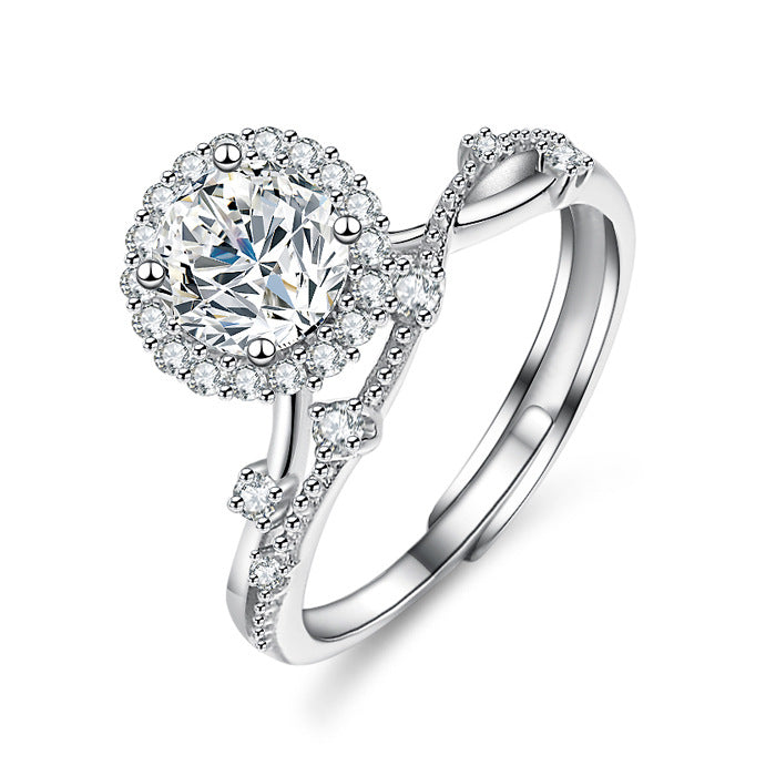 inel argint reglabil dublu halo