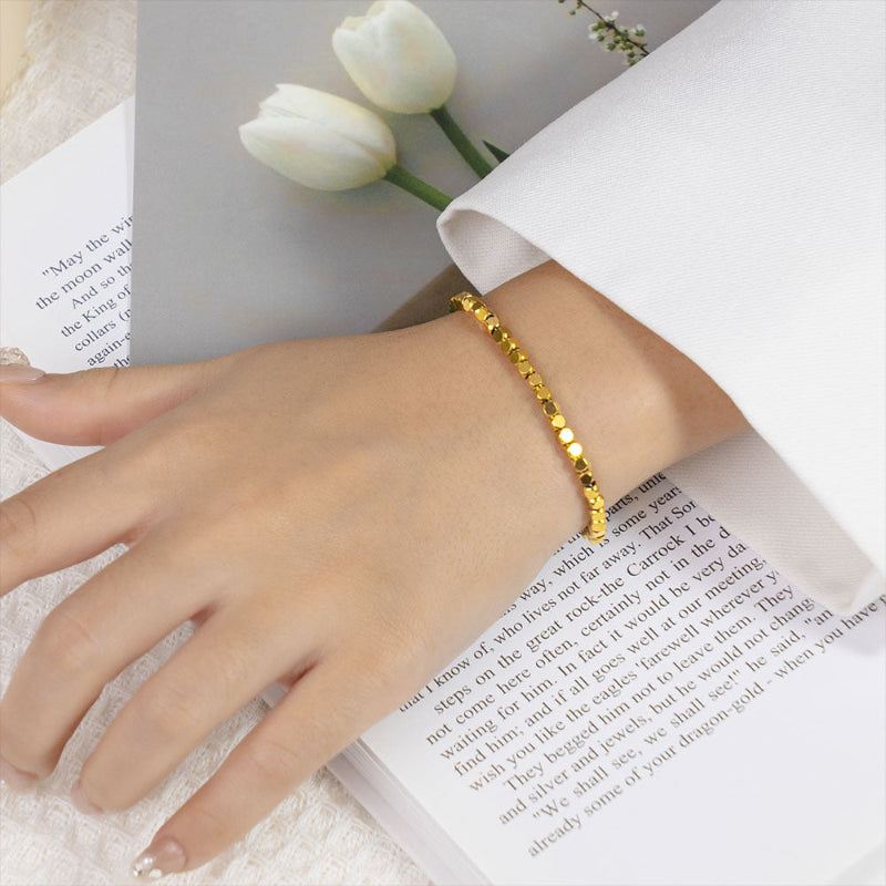 bratara stralucitoare palcata cu aur 18K rezistenta la apa, fatetata