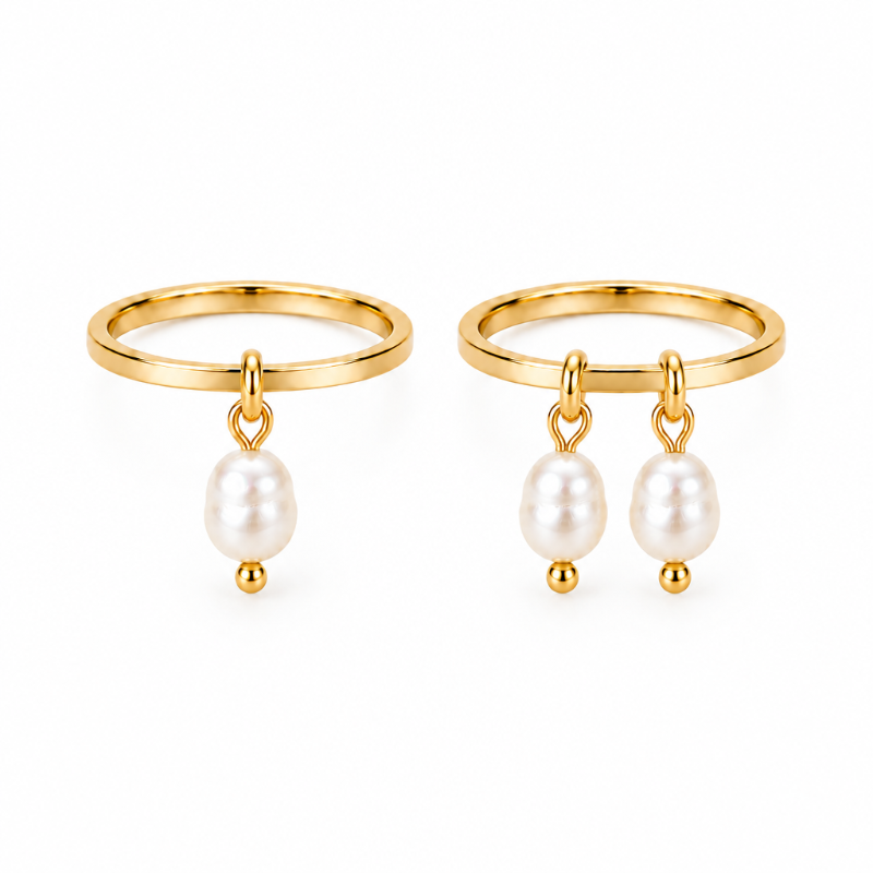set 2 inele falange cu perle mici